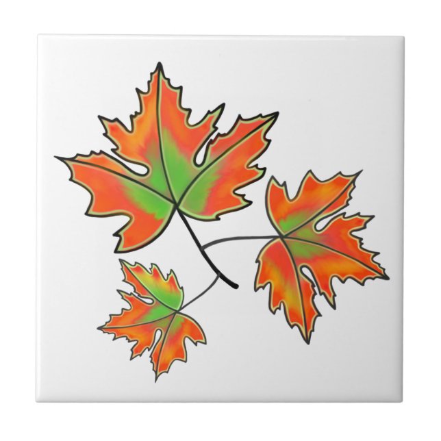 Orange Maple Leaf Ceramic Tile (Front)