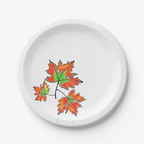 Orange Maple Leaf Paper Plates