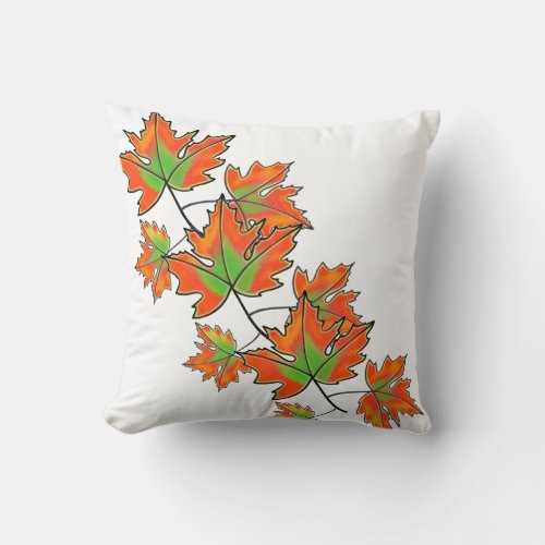 Orange Maple Leaf Throw Pillow