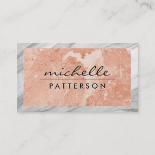 Orange Marble Marble Border Business Card
