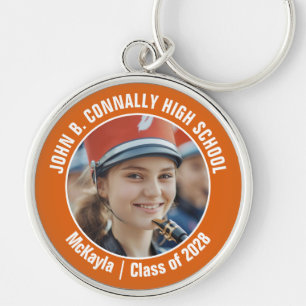 Orange Marching Band Photo High School Spirit Keychain