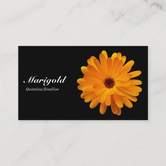 Orange Marigold- Black Business Card (Front)