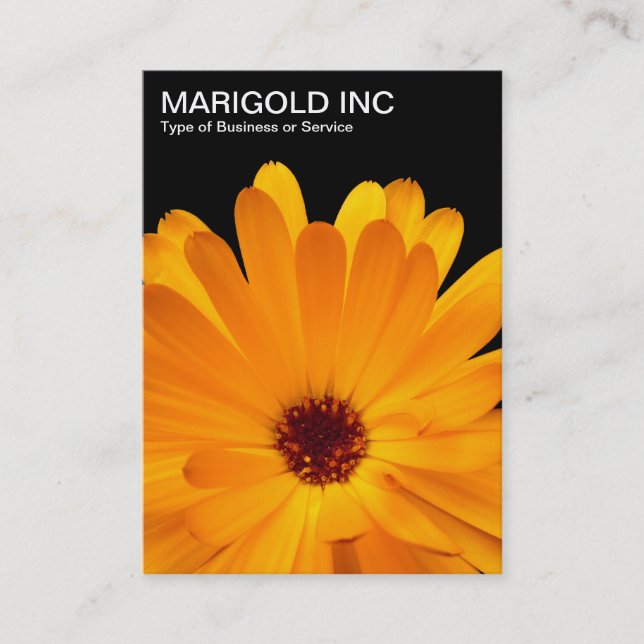 Orange Marigold - Black Business Card (Front)