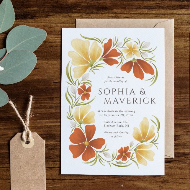 Orange & Marigold Bold Floral Wedding Invitation (Creator Uploaded)