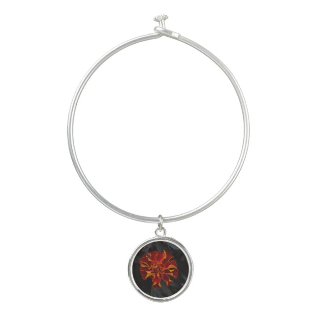 orange marigold charm on women's bracelt bangle bracelet (Front)