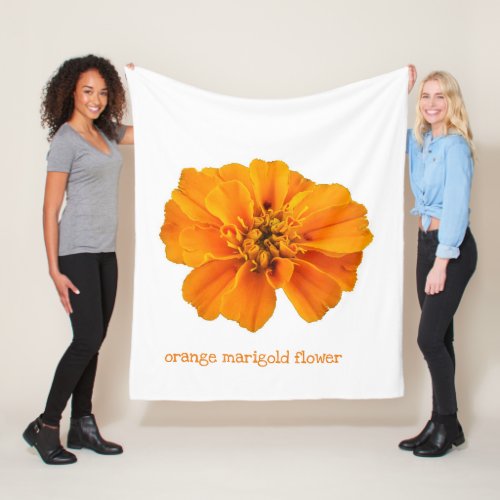 Orange marigold flower fleece blanket