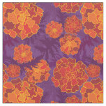 Orange Marigold Flower Pattern Fabric