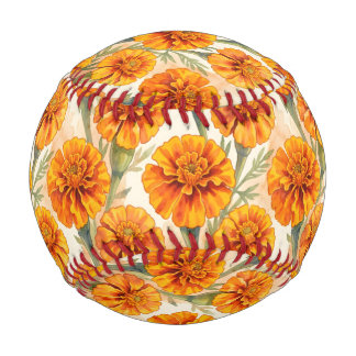 Orange marigold flowers pattern baseball