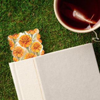 Orange marigold flowers pattern bookmarks