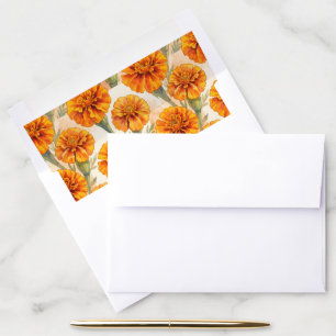 Orange marigold flowers pattern envelope liner