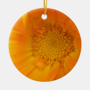 Orange Marigold Macro Custom Birthday Ceramic Ornament