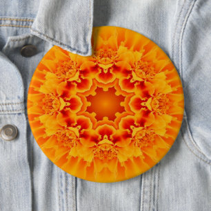 Orange Marigold Mandala Button