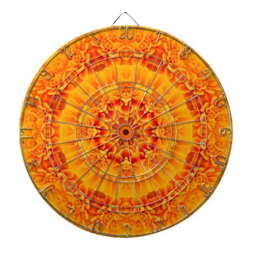 Orange Marigold Mandala Dart Board