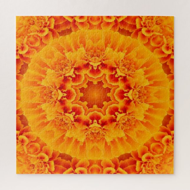 Orange Marigold Mandala Jigsaw Puzzle (Vertical)