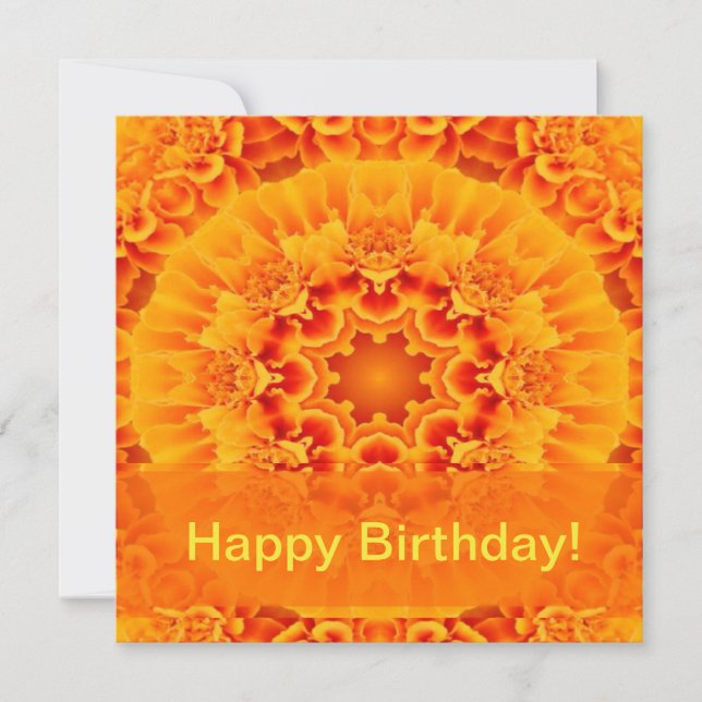 Orange Marigold Mandala Note Card (Front)