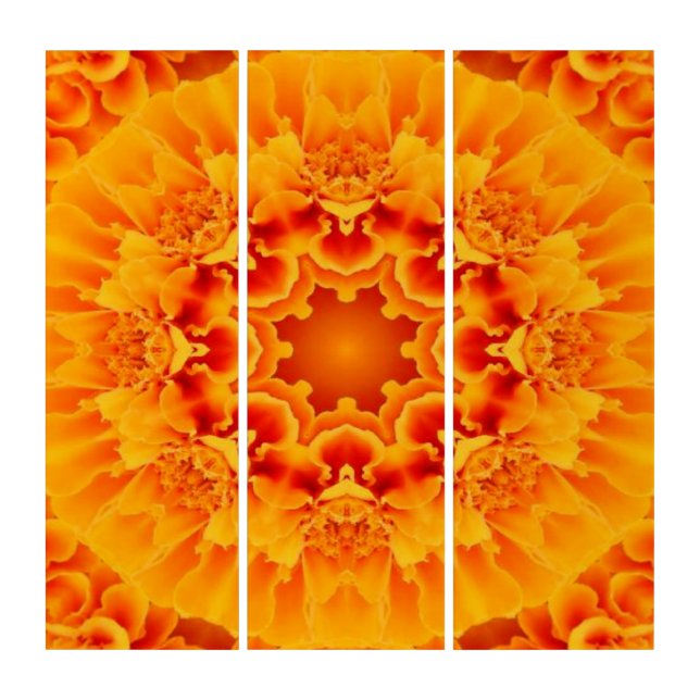 Orange Marigold Mandala  Triptych (Front)