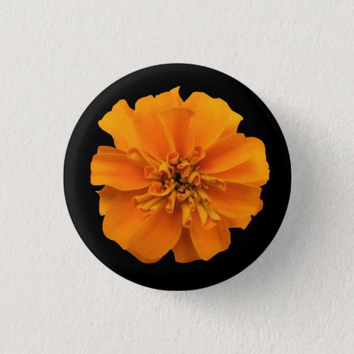Orange Marigold on Black Button