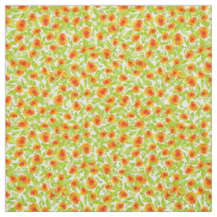 Orange Marigold Pattern on Pink Floral Fabric