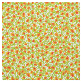 Orange Marigold Pattern on Pink Floral Fabric