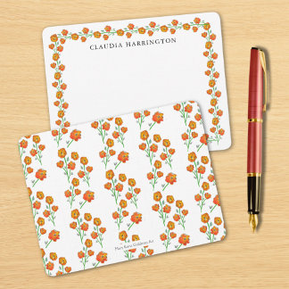 Orange Marigolds Hand-Illustrated Floral Botanical Note Card