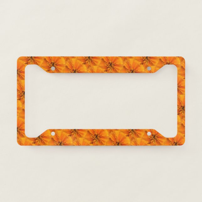 Orange Marigolds License Plate Frame (Front)