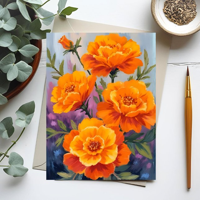 Orange Marigolds | October Flower Watercolor Postcard (Creator Uploaded)