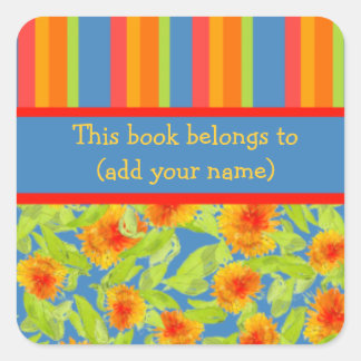 Orange Marigolds, Stripes Sheet of 20 Bookplates