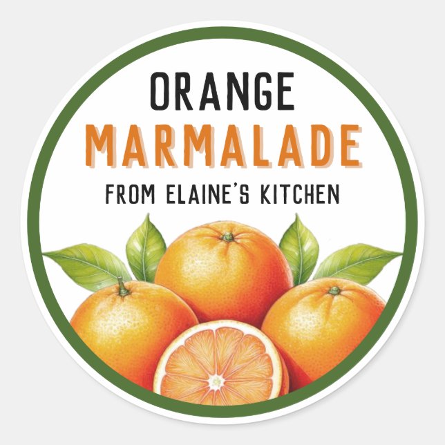 Orange marmalade canning classic round sticker (Front)
