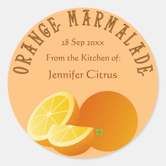 Orange Marmalade Customizable Food Classic Round Sticker (Front)
