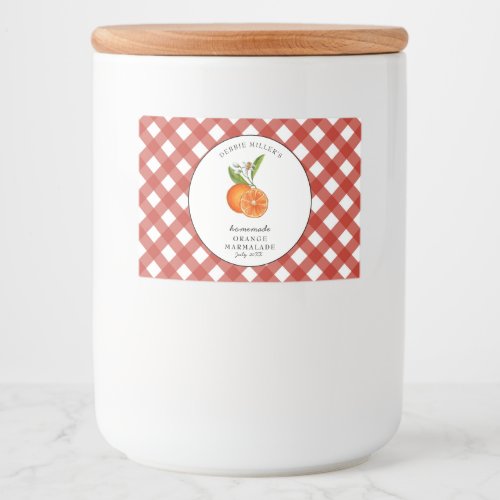 Orange Marmalade Gingham Country style Food Label