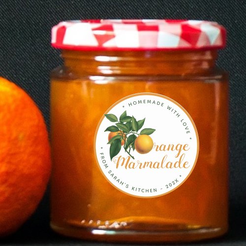 Orange Marmalade Homemade with Love Citrus Jar Lid Classic Round Sticker