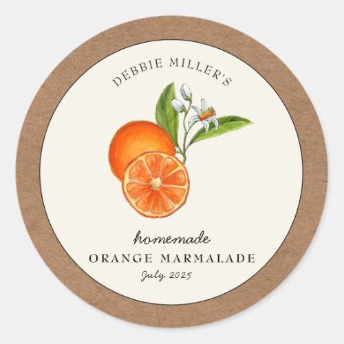 Orange Marmalade Kraft paper Round Jam Classic Round Sticker