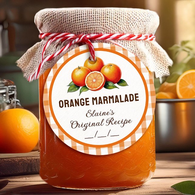 Orange marmalade label with checkered design (Creator Uploaded)