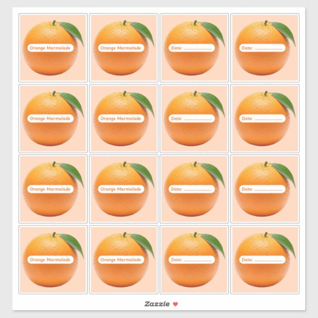 Orange Marmalade Labels Sticker Sheet (Sheet)