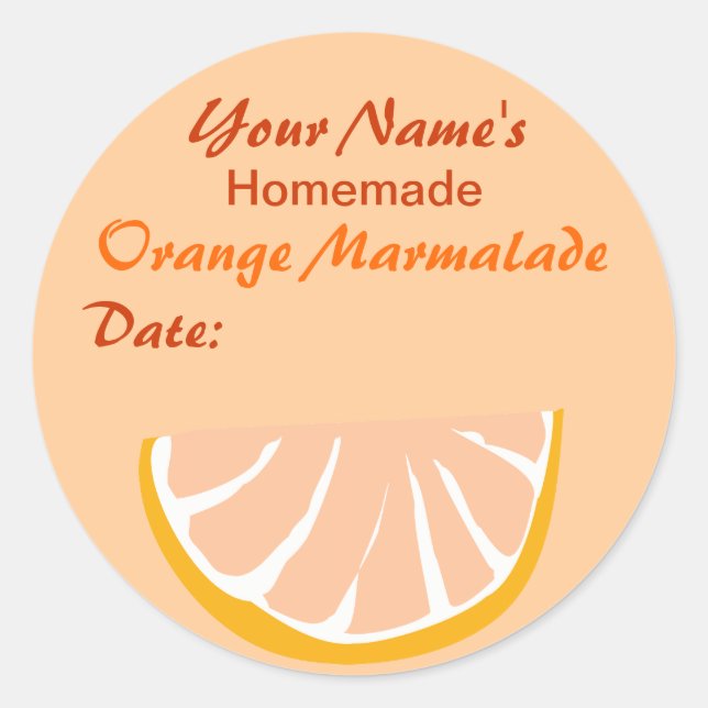 Orange Marmalade Personalized Jar Stickers Round (Front)