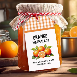 Orange marmalade Preserve Label checkered pattern