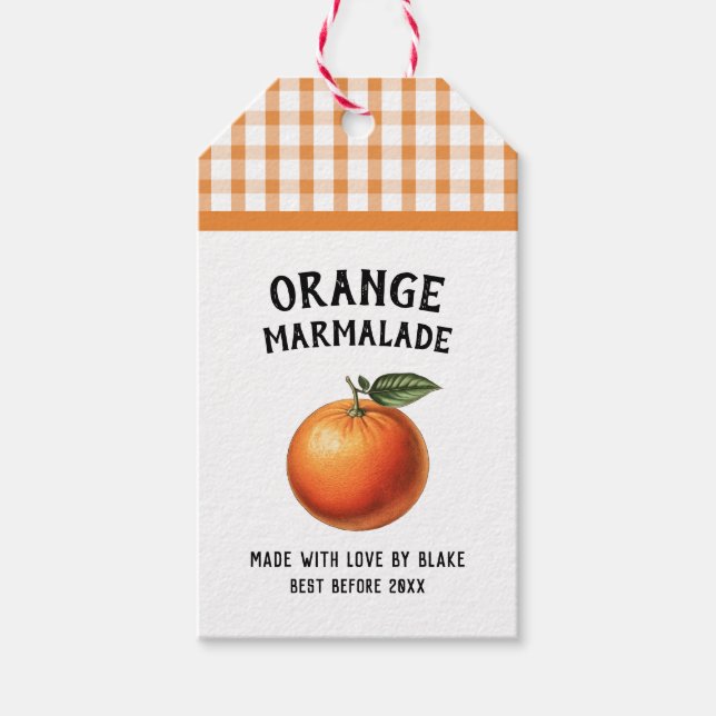 Orange marmalade Preserve Label checkered pattern (Front)