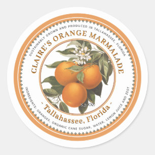 Orange Marmalade Preserves Vintage Orange Classic Round Sticker