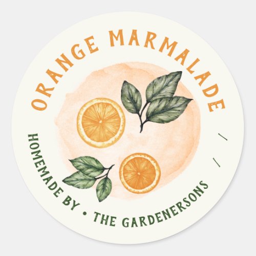 Orange Marmalade Watercolor Classic Round Sticker