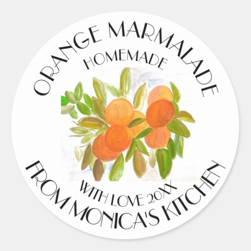 Orange marmalade Watercolor Fruit Kitchen Classic  Classic Round Sticker