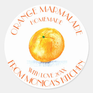 Orange marmalade Watercolor Fruit Kitchen Classic Round Sticker
