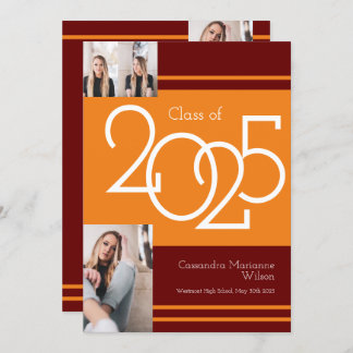 Orange Maroon School Color Graduation Announcement