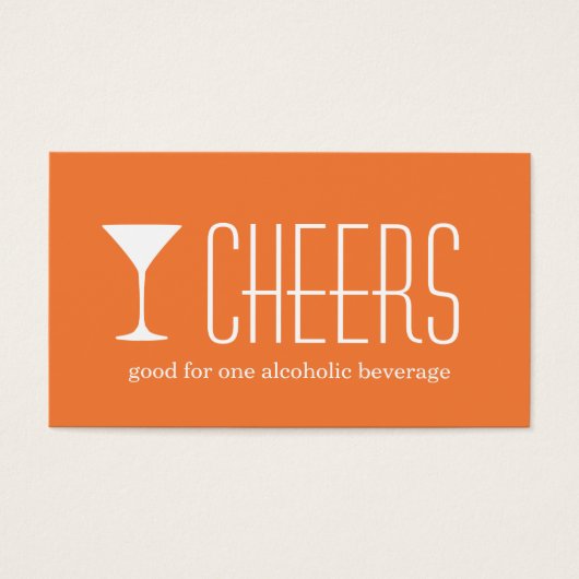 Orange martini corporate logo event drink ticket (Front)