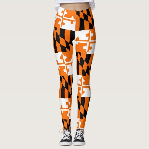 Orange Maryland Flag Leggings Yoga Pants