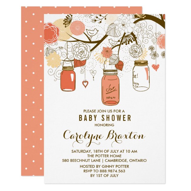 Orange Mason Jars | Baby Shower Invitation