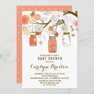 Orange Mason Jars Baby Shower Invitation