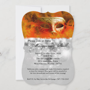Orange Masquerade Ball Mask Costume Halloween Part Invitation