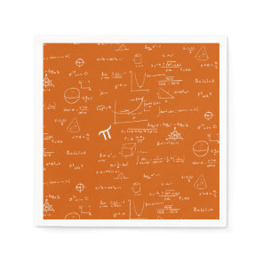 Orange Math Equations Graphics Graduation Napkins