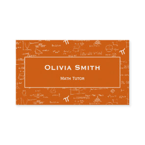 Orange Math Tutor Teacher Formula Business Card
