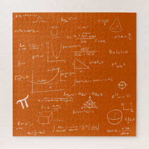 Orange Mathematic Formulas and Equations Jigsaw Puzzle